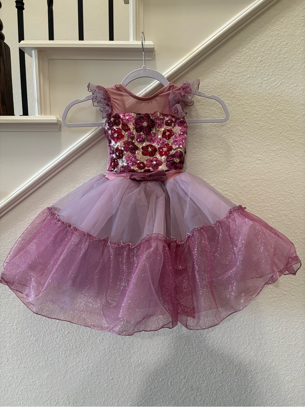 Revolution Dancewear Sequin Tulle Ruffle Bottom Leotard Dress
